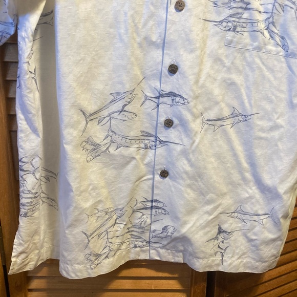 Hook And Tackle Cream with Black & Grey Fish Graphics Shirt - Picture 9 of 16